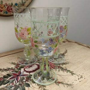 Hand-Painted Stem Wine Glasses